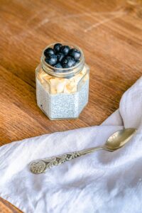 a jar of fruit dessert