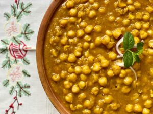 close up of chana masala