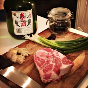lamb, fresh ginger, green onions, longan berry and cooking wine for soup